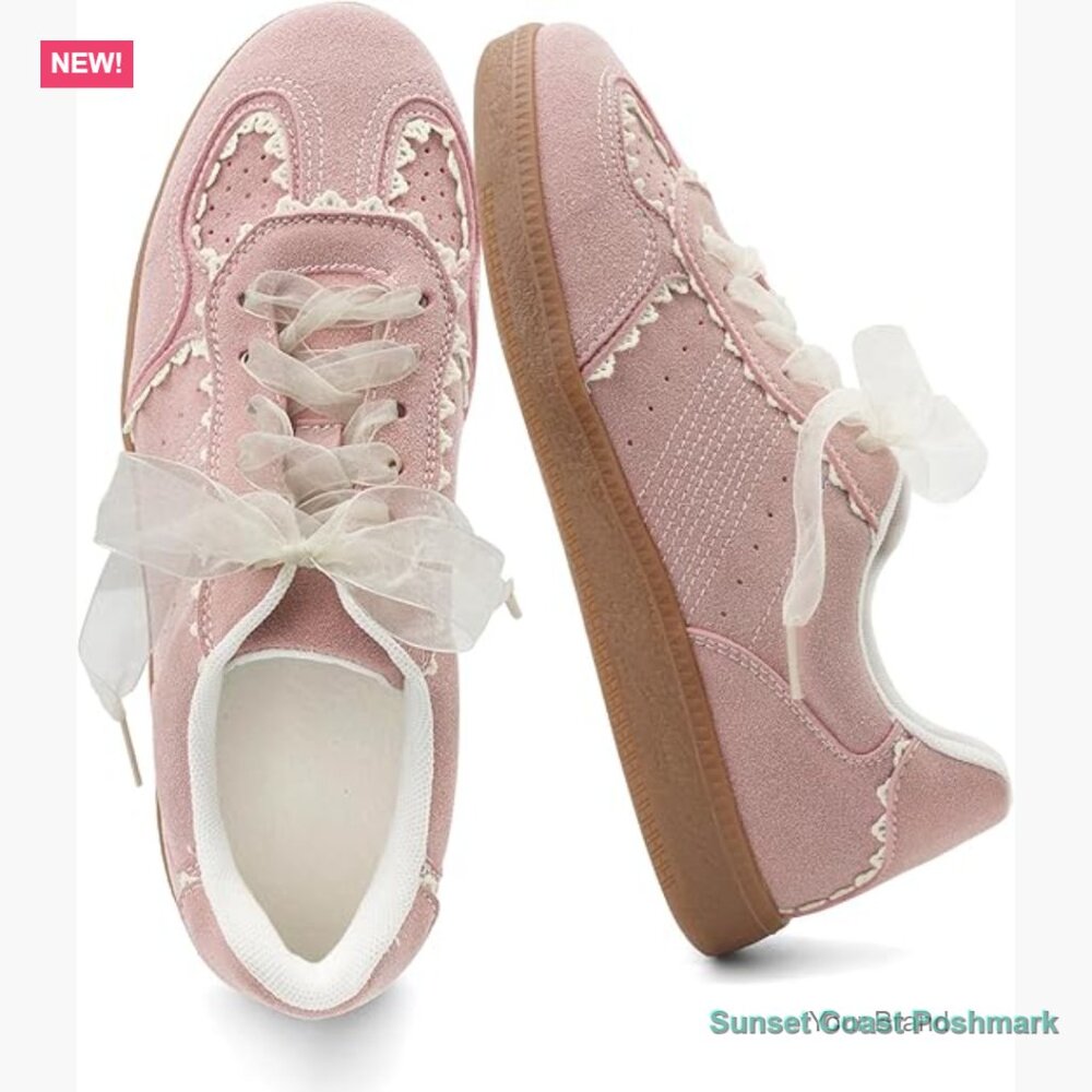 Lace Fashion Ballet Sneakers Crochet Ribbon Lace-Up Casual Shoes